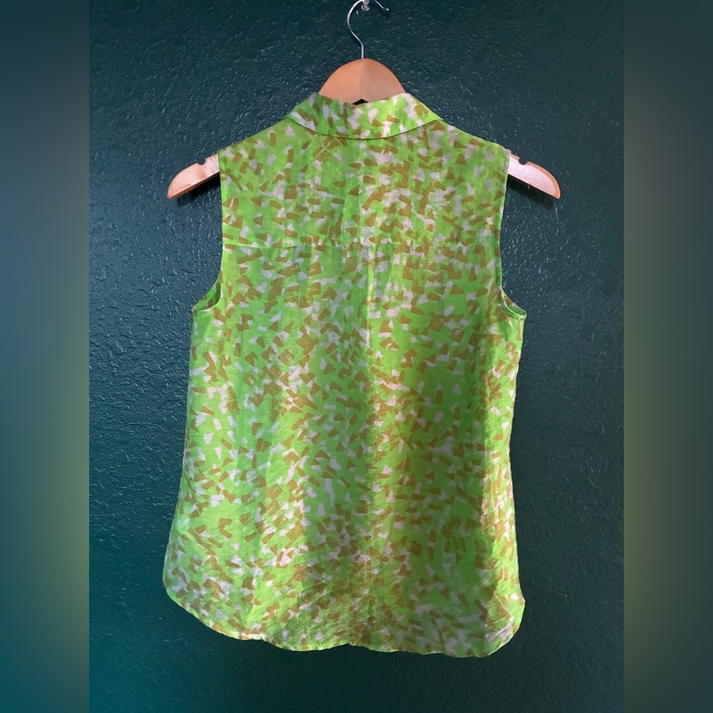 Cabi Lime Green Patterned Blouse - image 4